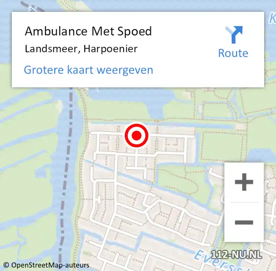 Locatie op kaart van de 112 melding: Ambulance Met Spoed Naar Landsmeer, Harpoenier op 12 mei 2019 16:09