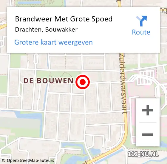 Locatie op kaart van de 112 melding: Brandweer Met Grote Spoed Naar Drachten, Bouwakker op 12 mei 2019 17:11