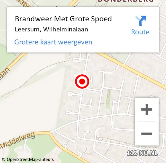 Locatie op kaart van de 112 melding: Brandweer Met Grote Spoed Naar Leersum, Wilhelminalaan op 12 mei 2019 18:40