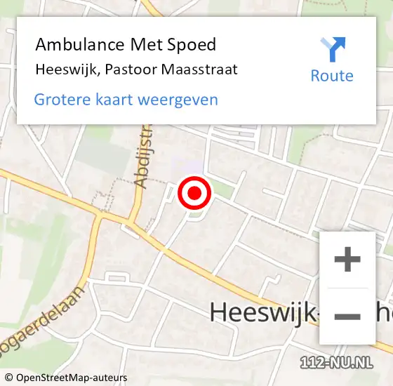 Locatie op kaart van de 112 melding: Ambulance Met Spoed Naar Heeswijk, Pastoor Maasstraat op 12 mei 2019 19:57