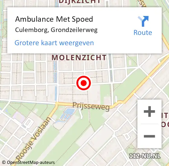 Locatie op kaart van de 112 melding: Ambulance Met Spoed Naar Culemborg, Grondzeilerweg op 12 mei 2019 20:06