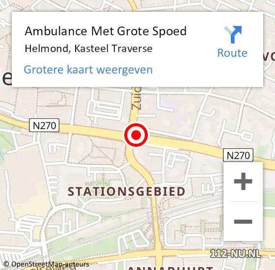 Locatie op kaart van de 112 melding: Ambulance Met Grote Spoed Naar Helmond, Kasteel Traverse op 12 mei 2019 20:22