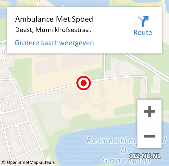 Locatie op kaart van de 112 melding: Ambulance Met Spoed Naar Deest, Munnikhofsestraat op 12 mei 2019 20:23