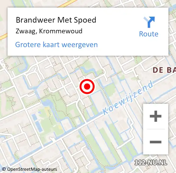 Locatie op kaart van de 112 melding: Brandweer Met Spoed Naar Zwaag, Krommewoud op 12 mei 2019 20:32