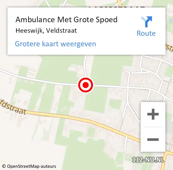 Locatie op kaart van de 112 melding: Ambulance Met Grote Spoed Naar Heeswijk-Dinther, Veldstraat op 12 mei 2019 20:49