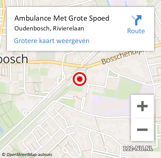 Locatie op kaart van de 112 melding: Ambulance Met Grote Spoed Naar Oudenbosch, Rivierelaan op 12 mei 2019 21:33