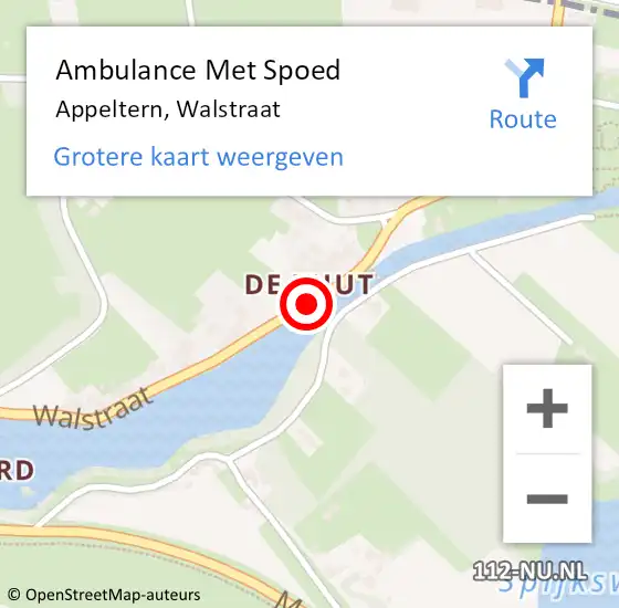 Locatie op kaart van de 112 melding: Ambulance Met Spoed Naar Appeltern, Walstraat op 12 mei 2019 21:36