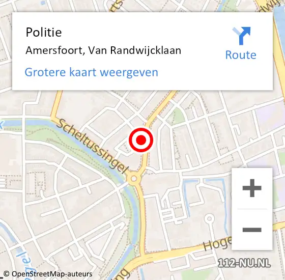 Locatie op kaart van de 112 melding: Politie Amersfoort, Van Randwijcklaan op 12 mei 2019 21:43