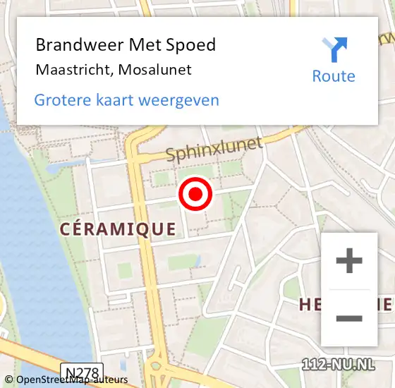 Locatie op kaart van de 112 melding: Brandweer Met Spoed Naar Maastricht, Mosalunet op 12 mei 2019 22:55