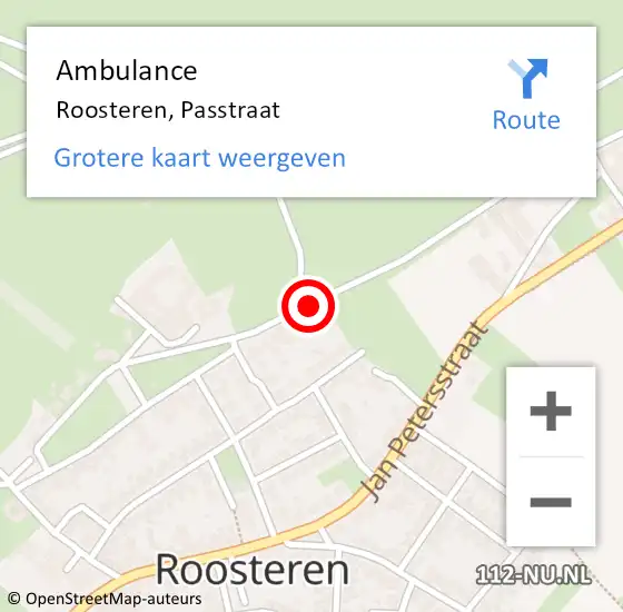 Locatie op kaart van de 112 melding: Ambulance Roosteren, Passtraat op 13 mei 2019 02:41