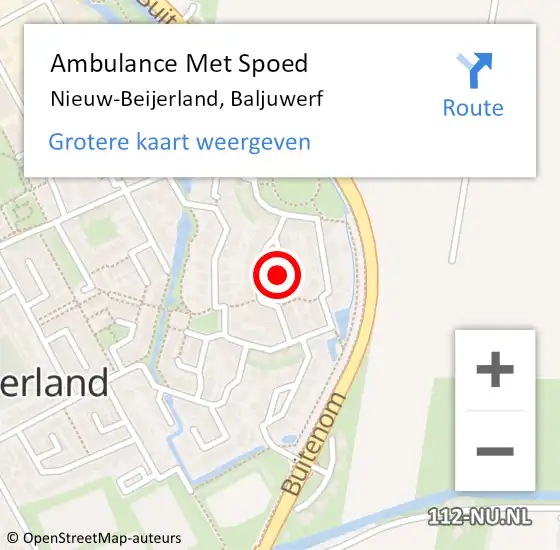 Locatie op kaart van de 112 melding: Ambulance Met Spoed Naar Nieuw-Beijerland, Baljuwerf op 13 mei 2019 03:18