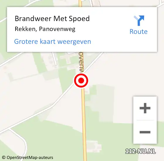 Locatie op kaart van de 112 melding: Brandweer Met Spoed Naar Rekken, Panovenweg op 13 mei 2019 03:53