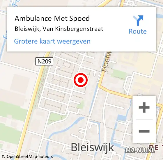 Locatie op kaart van de 112 melding: Ambulance Met Spoed Naar Bleiswijk, Van Kinsbergenstraat op 13 mei 2019 05:28