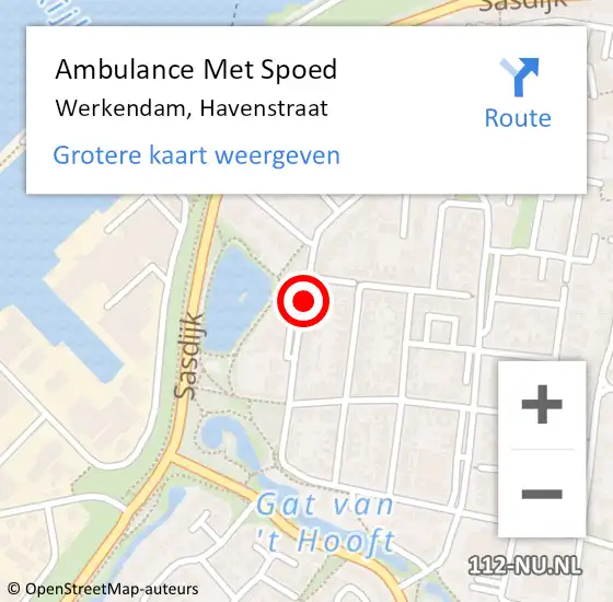 Locatie op kaart van de 112 melding: Ambulance Met Spoed Naar Werkendam, Havenstraat op 13 mei 2019 07:00