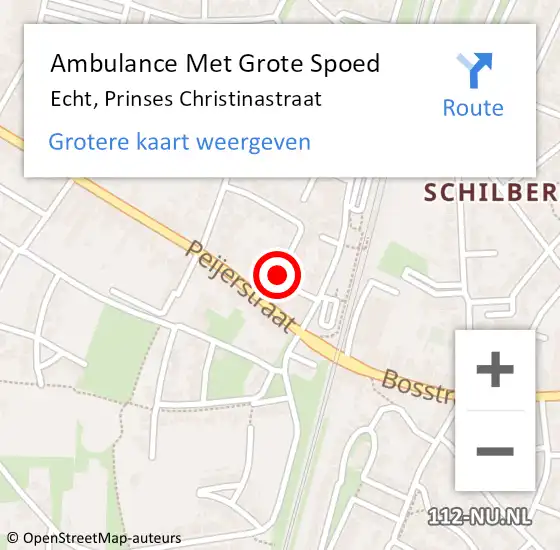 Locatie op kaart van de 112 melding: Ambulance Met Grote Spoed Naar Echt, Prinses Christinastraat op 13 mei 2019 08:24