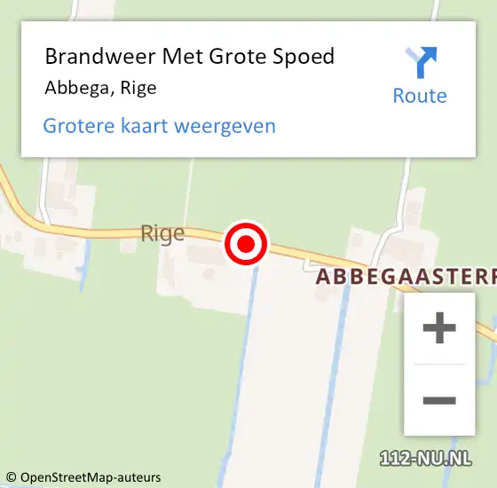 Locatie op kaart van de 112 melding: Brandweer Met Grote Spoed Naar Abbega, Rige op 13 mei 2019 08:28