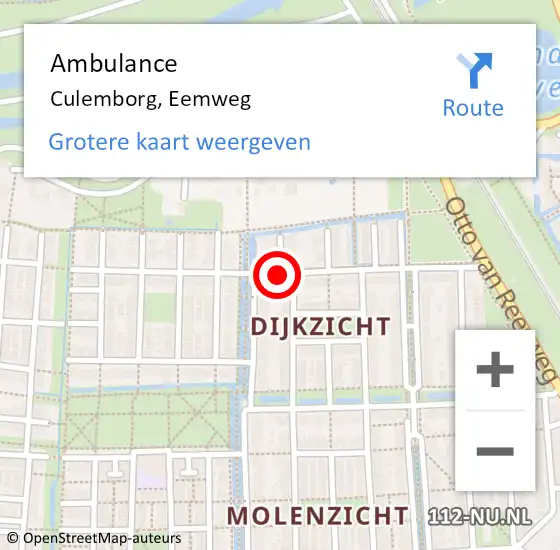 Locatie op kaart van de 112 melding: Ambulance Culemborg, Eemweg op 13 mei 2019 08:36