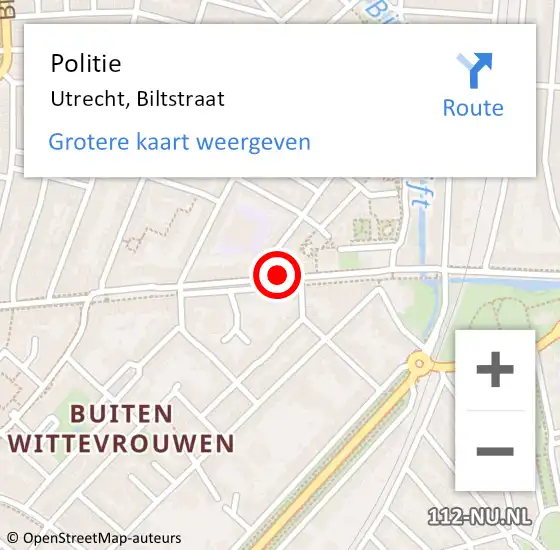 Locatie op kaart van de 112 melding: Politie Utrecht, Biltstraat op 13 mei 2019 08:51
