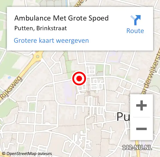 Locatie op kaart van de 112 melding: Ambulance Met Grote Spoed Naar Putten, Brinkstraat op 13 mei 2019 09:31