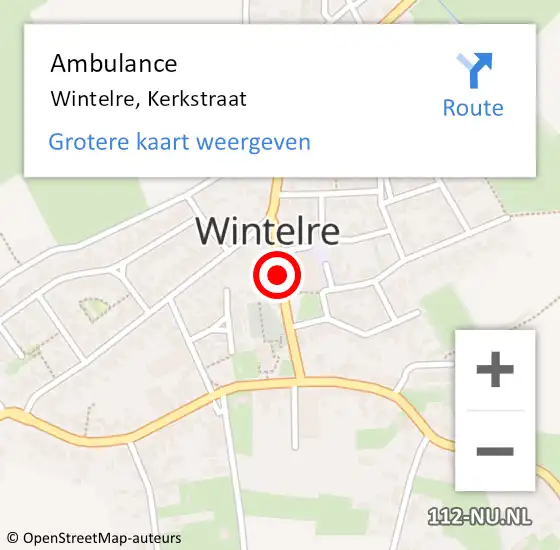 Locatie op kaart van de 112 melding: Ambulance Wintelre, Kerkstraat op 13 mei 2019 10:09
