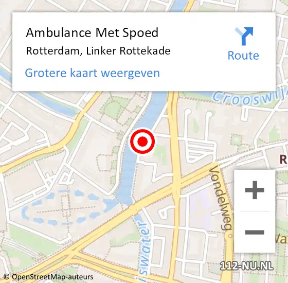 Locatie op kaart van de 112 melding: Ambulance Met Spoed Naar Rotterdam, Linker Rottekade op 13 mei 2019 10:59