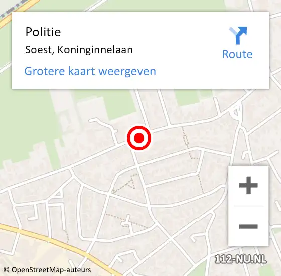 Locatie op kaart van de 112 melding: Politie Soest, Koninginnelaan op 13 mei 2019 11:13