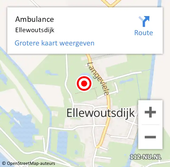 Locatie op kaart van de 112 melding: Ambulance Ellewoutsdijk op 13 mei 2019 11:23