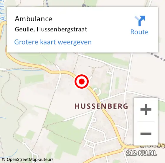 Locatie op kaart van de 112 melding: Ambulance Geulle, Hussenbergstraat op 1 april 2014 09:03