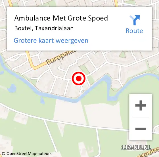 Locatie op kaart van de 112 melding: Ambulance Met Grote Spoed Naar Boxtel, Taxandrialaan op 13 mei 2019 12:08