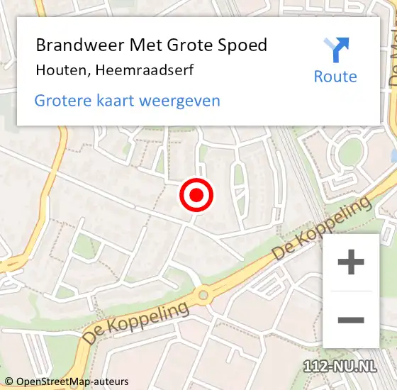 Locatie op kaart van de 112 melding: Brandweer Met Grote Spoed Naar Houten, Heemraadserf op 13 mei 2019 12:24