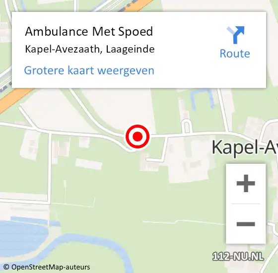 Locatie op kaart van de 112 melding: Ambulance Met Spoed Naar Kapel-Avezaath, Laageinde op 13 mei 2019 13:14