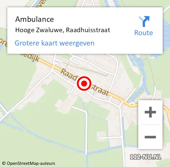 Locatie op kaart van de 112 melding: Ambulance Hooge Zwaluwe, Raadhuisstraat op 13 mei 2019 13:47