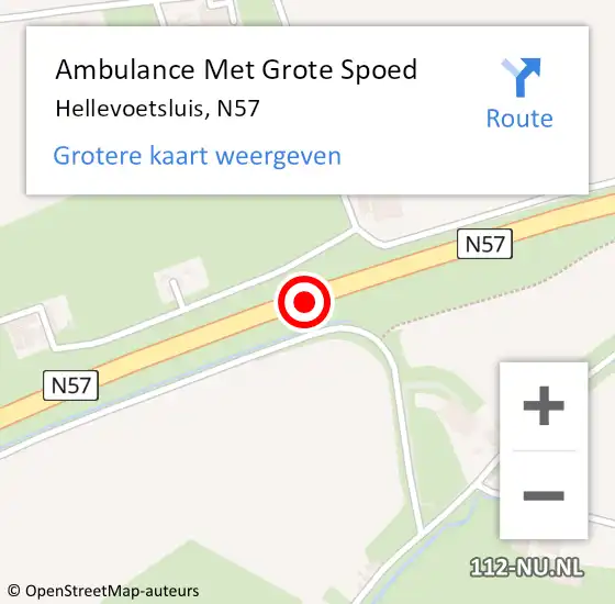 Locatie op kaart van de 112 melding: Ambulance Met Grote Spoed Naar Hellevoetsluis, N57 op 13 mei 2019 14:12