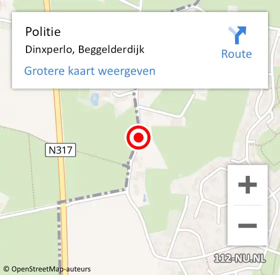 Locatie op kaart van de 112 melding: Politie Dinxperlo, Beggelderdijk op 13 mei 2019 14:36