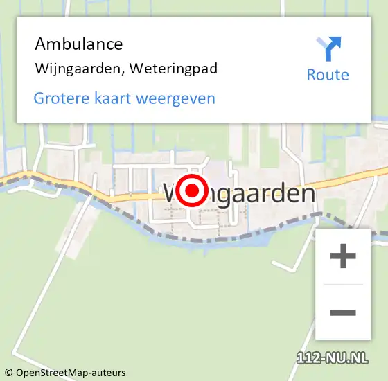 Locatie op kaart van de 112 melding: Ambulance Wijngaarden, Weteringpad op 13 mei 2019 15:12