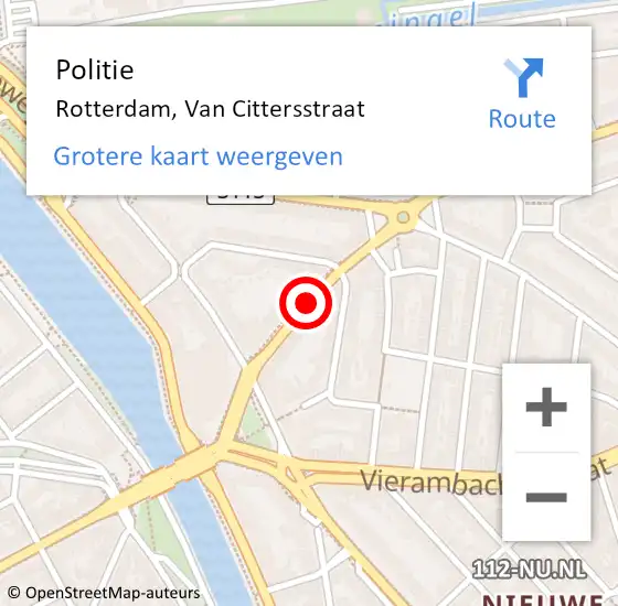 Locatie op kaart van de 112 melding: Politie Rotterdam, Van Cittersstraat op 13 mei 2019 16:23