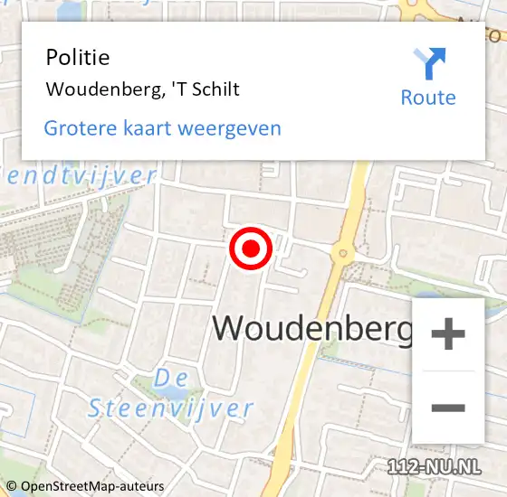 Locatie op kaart van de 112 melding: Politie Woudenberg, 'T Schilt op 13 mei 2019 16:33