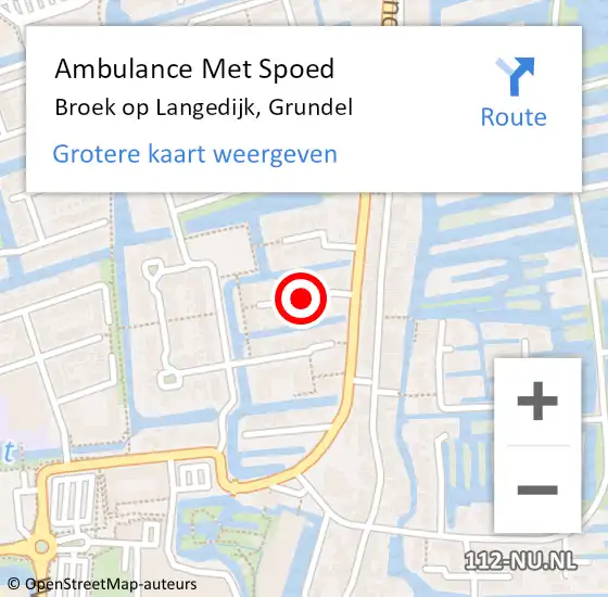 Locatie op kaart van de 112 melding: Ambulance Met Spoed Naar Broek op Langedijk, Grundel op 13 mei 2019 16:40