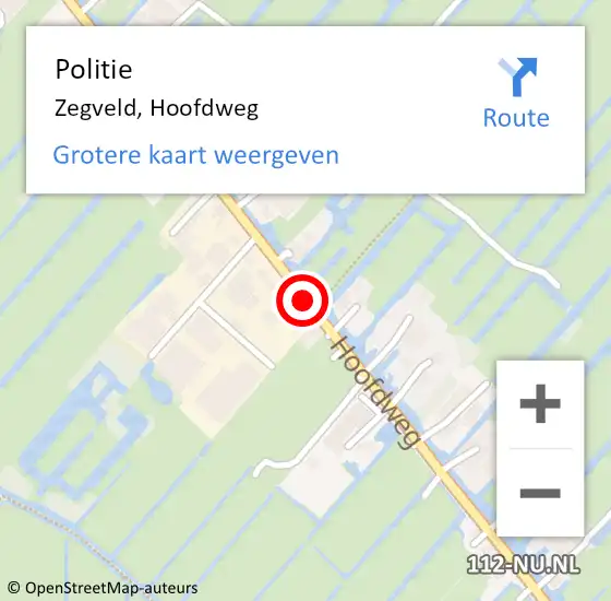 Locatie op kaart van de 112 melding: Politie Zegveld, Hoofdweg op 13 mei 2019 16:58