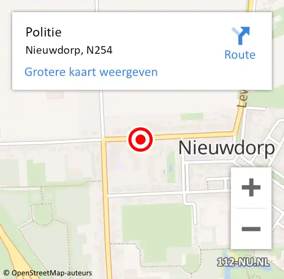 Locatie op kaart van de 112 melding: Politie Nieuwdorp, N254 op 13 mei 2019 17:24