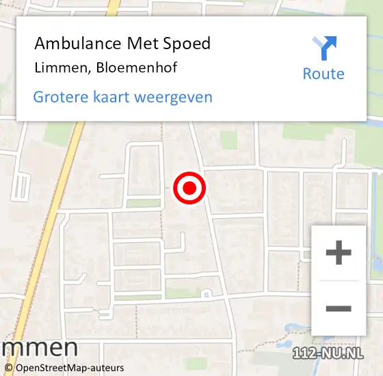 Locatie op kaart van de 112 melding: Ambulance Met Spoed Naar Limmen, Bloemenhof op 13 mei 2019 17:29