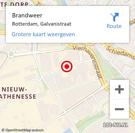 Locatie op kaart van de 112 melding: Brandweer Rotterdam, Galvanistraat op 13 mei 2019 17:44