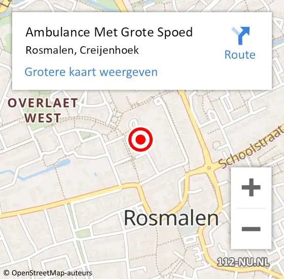 Locatie op kaart van de 112 melding: Ambulance Met Grote Spoed Naar Rosmalen, Creijenhoek op 13 mei 2019 17:53