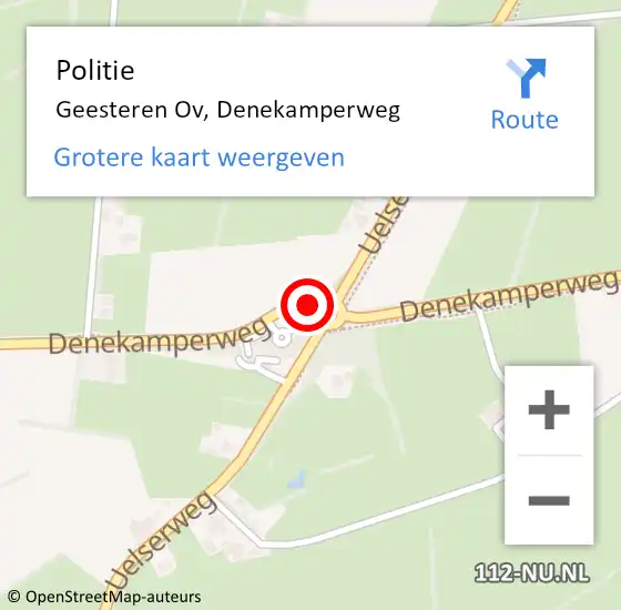 Locatie op kaart van de 112 melding: Politie Geesteren Ov, Denekamperweg op 13 mei 2019 18:06