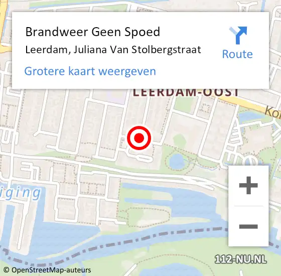 Locatie op kaart van de 112 melding: Brandweer Geen Spoed Naar Leerdam, Juliana Van Stolbergstraat op 13 mei 2019 19:06