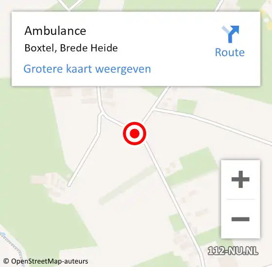 Locatie op kaart van de 112 melding: Ambulance Boxtel, Brede Heide op 13 mei 2019 21:21