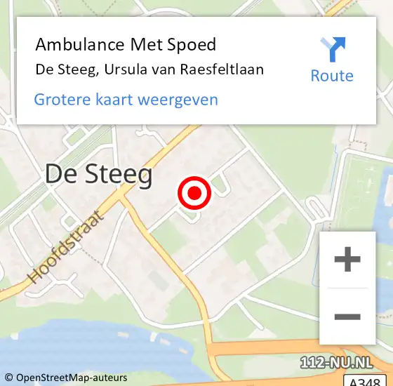 Locatie op kaart van de 112 melding: Ambulance Met Spoed Naar De Steeg, Ursula van Raesfeltlaan op 13 mei 2019 21:33
