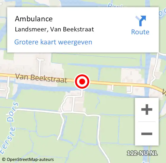 Locatie op kaart van de 112 melding: Ambulance Landsmeer, Van Beekstraat op 13 mei 2019 23:02