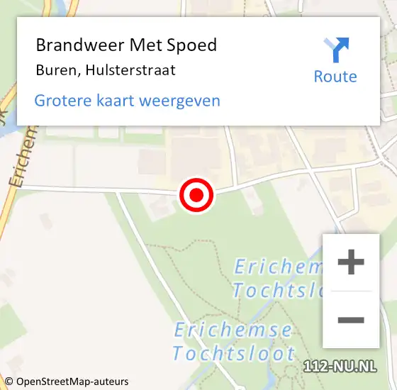 Locatie op kaart van de 112 melding: Brandweer Met Spoed Naar Buren, Hulsterstraat op 13 mei 2019 23:43