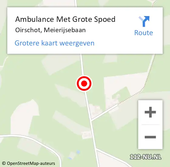 Locatie op kaart van de 112 melding: Ambulance Met Grote Spoed Naar Oirschot, Meierijsebaan op 14 mei 2019 00:51